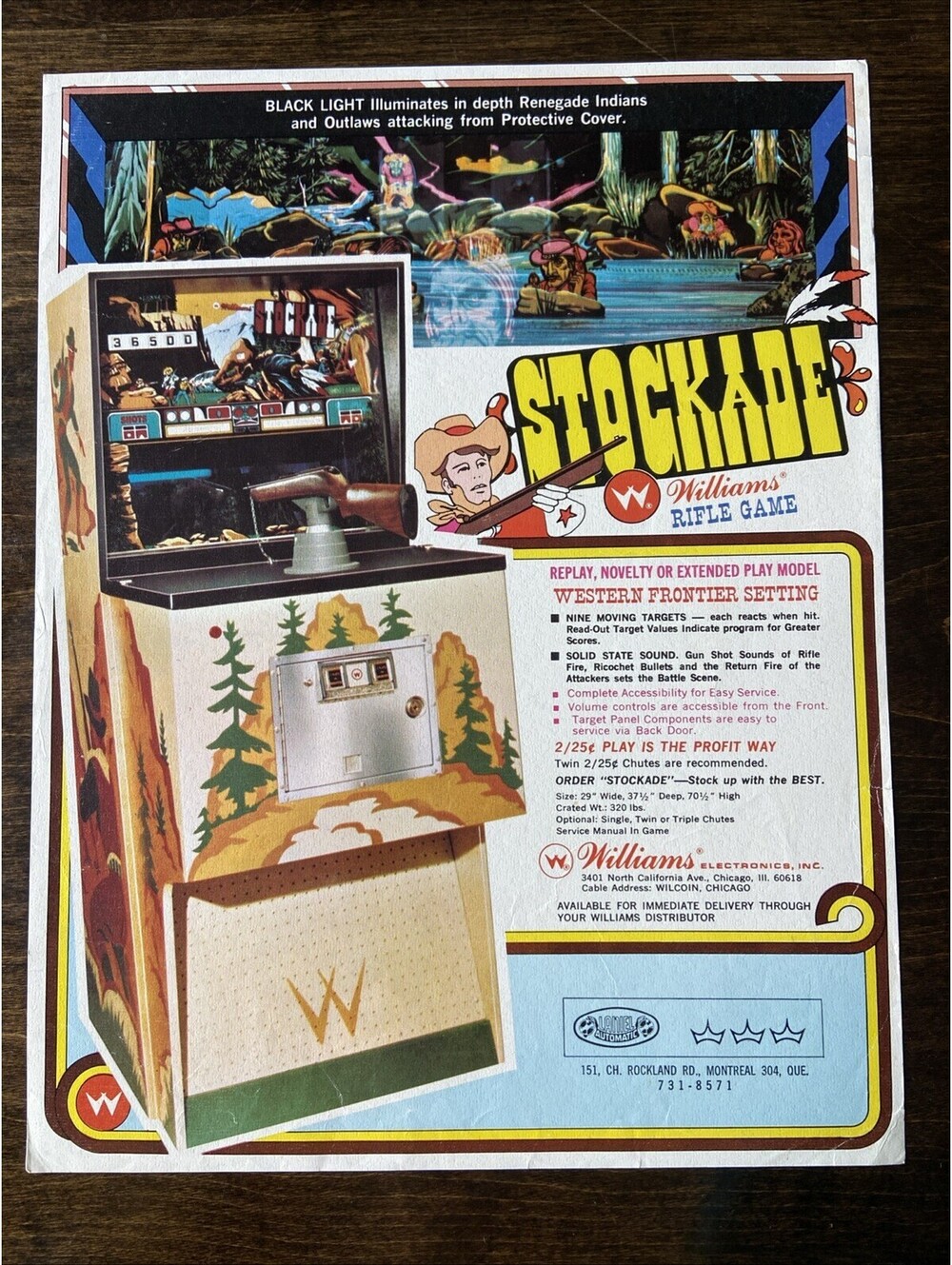 Williams Stockade Arcade Pinball FLYER Original Ad Promo Poster Not PCB